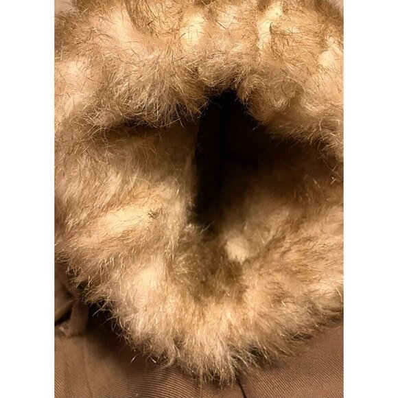 Vintage Overcoat XL Faux Fur Lined Belted Rain Coat Mob Wife Penny Lane - Picture 12 of 12